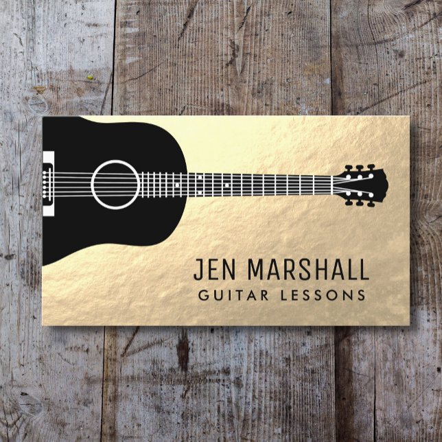 guitar silhouette on faux gold foil business card (Creator Uploaded)
