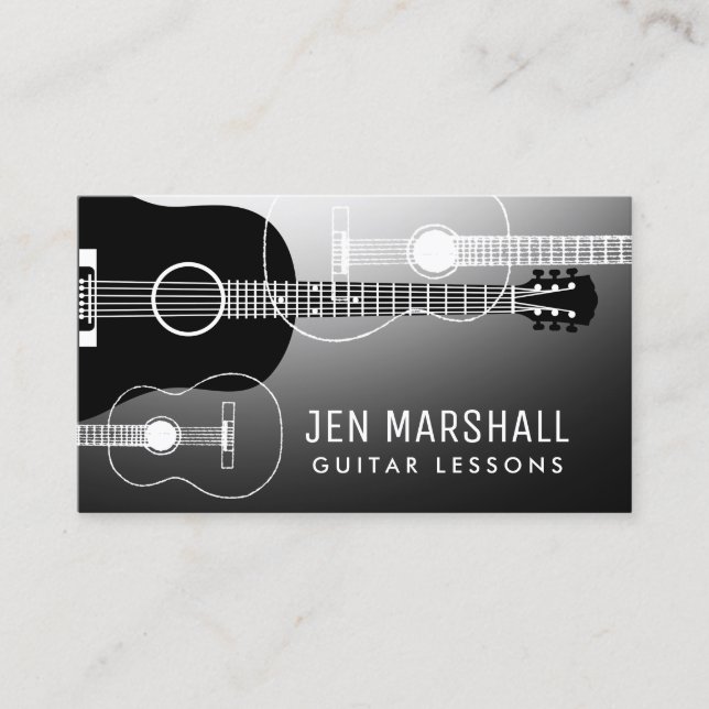 guitar silhouettes design business card (Front)