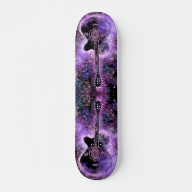 Guitar Skateboard Musical Design - Purple Black (Front)