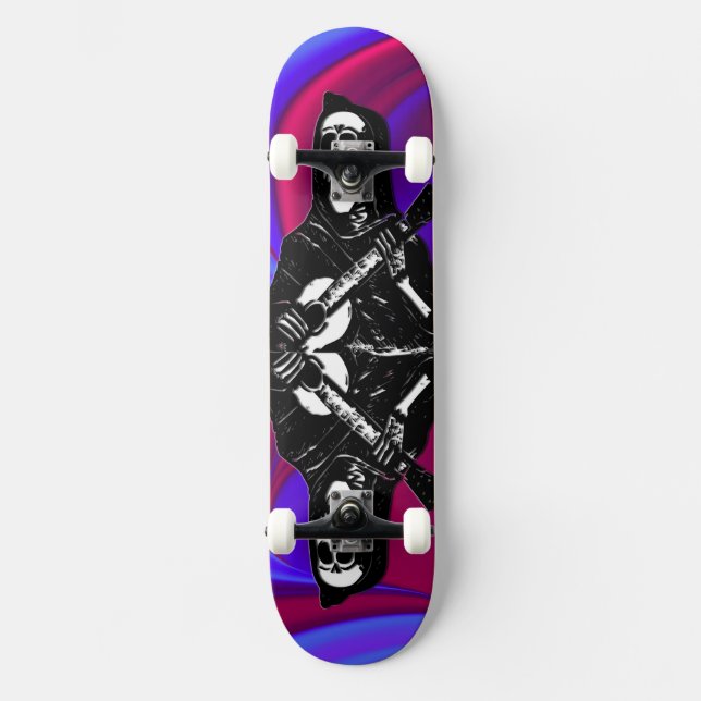 Guitar Skelet Purple  Skate Board (Front)