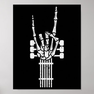 Guitar Skeleton Rock N Roll Rocker Sign Punk Hallo