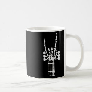 Guitar Skeleton Rock N Roll Rocker Sign Punk Hallo Coffee Mug