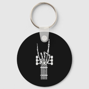 Guitar Skeleton Rock N Roll Rocker Sign Punk Hallo Key Ring
