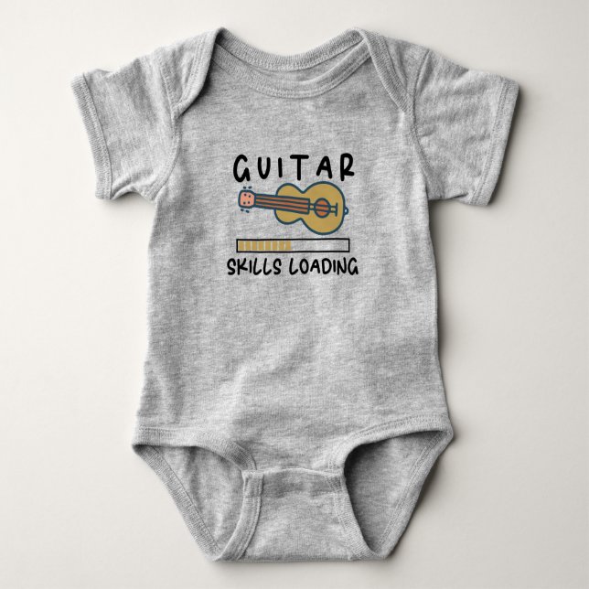 Guitar Skills Loading Musician Baby Funny Guitar Baby Bodysuit (Front)