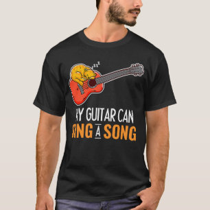 Guitar Song Sleeping Cat Acoustic Guitarist Musici T-Shirt