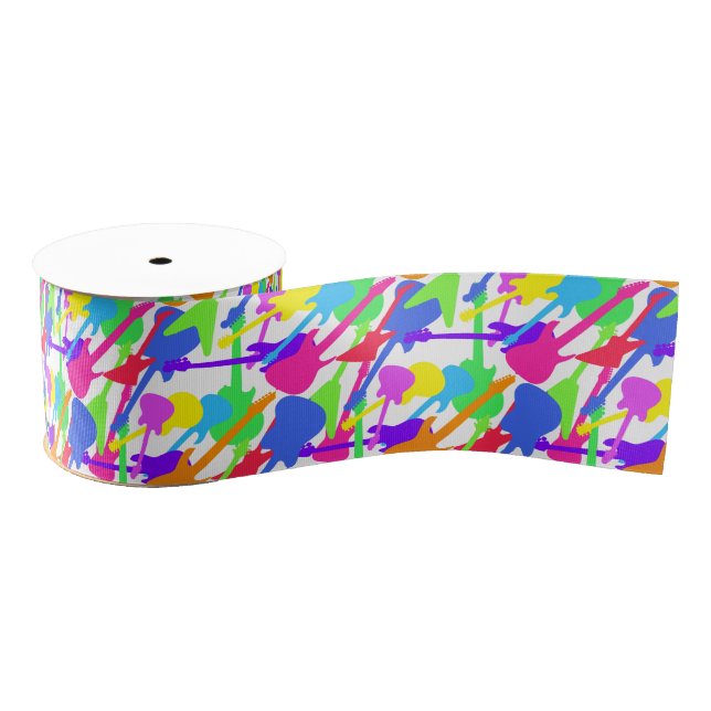 Guitar Splash Pattern Grosgrain Ribbon (Spool)