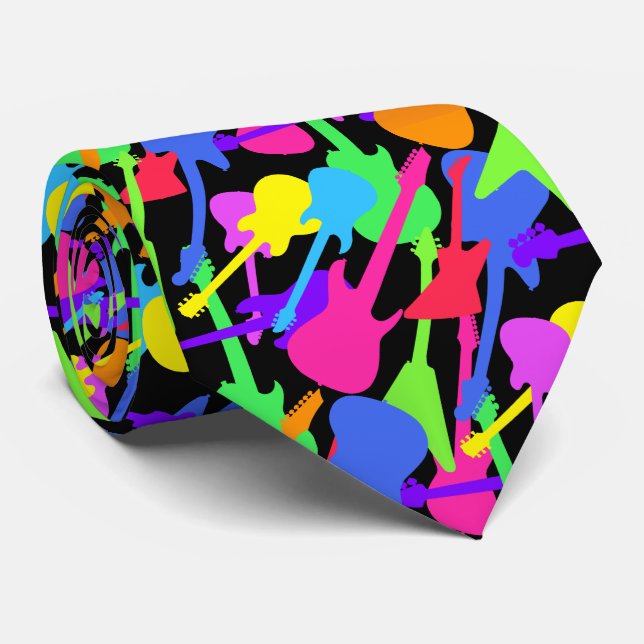 Guitar Splash Pattern Tie (Rolled)