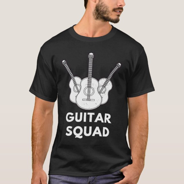 Guitar Squad Bass Guitars Guitarist Acoustic Music T-Shirt (Front)