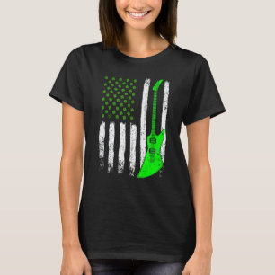 Guitar St Patrick's Day American Flag Irish Cultur T-Shirt
