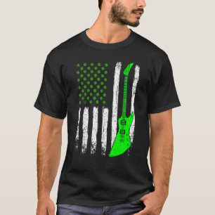 Guitar St Patrick's Day American Flag Irish Cultur T-Shirt