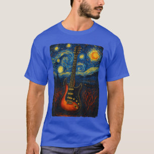 Guitar Starry Night Van Gogh Gifts Guitarist Rock T-Shirt