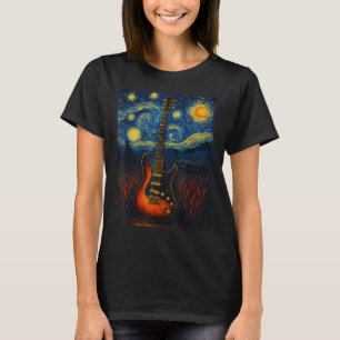 Guitar Starry Night Van Gogh Guitarist Rock And Ro T-Shirt