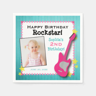 Guitar & Stars Girl's Rockstar Birthday Napkin