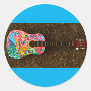 Guitar stickers. classic round sticker