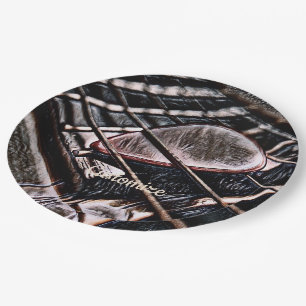 Guitar Strings In Leather Paper Plate