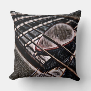Guitar Strings In Leather Throw Pillow