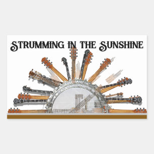GUITAR STRINGS IN THE SUN RECTANGULAR STICKER