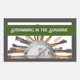GUITAR STRINGS IN THE SUN RECTANGULAR STICKER