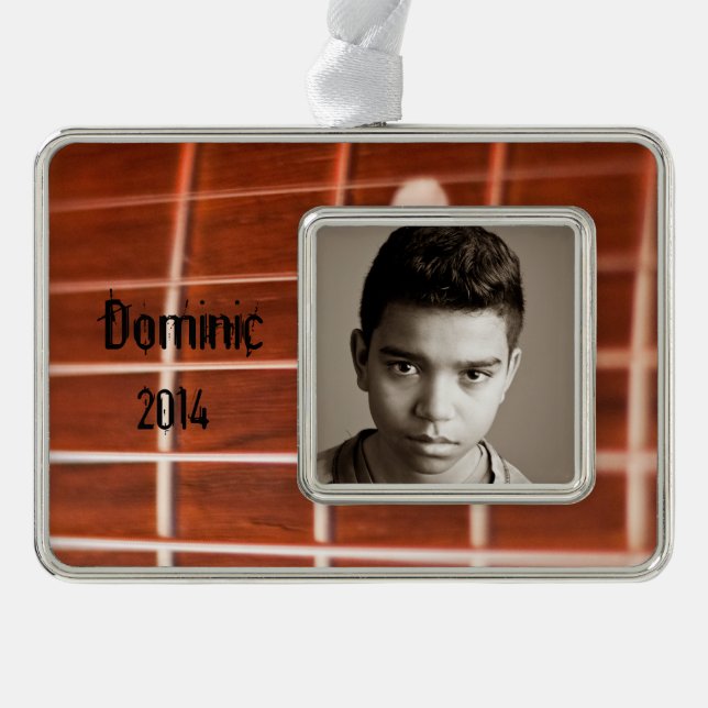 Guitar strings silver plated framed ornament (Front)