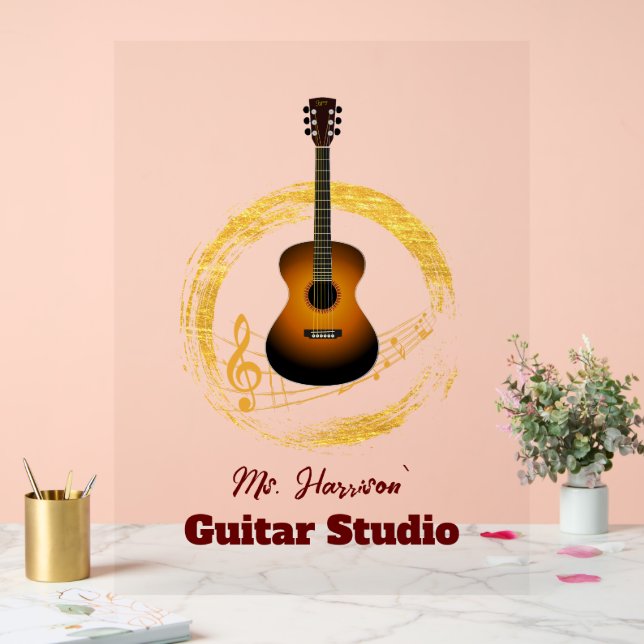 Guitar Studio Elegant Transparent Acrylic Sign  (Wedding)
