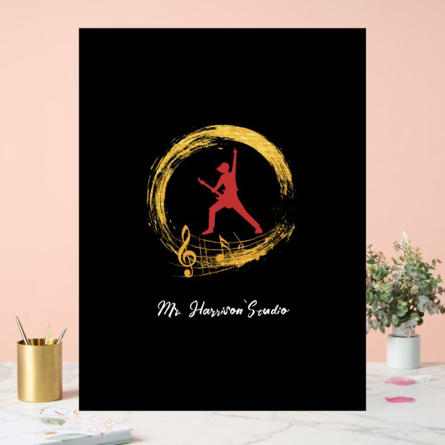 Guitar Studio Modern Black Acrylic Sign  (Wedding)