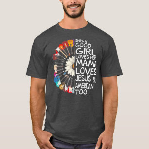 Guitar Sunflower Girl Loves Her Mama Love Jesus T-Shirt