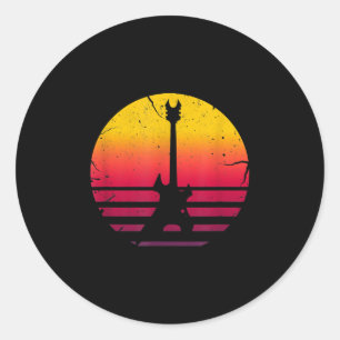 Guitar Sunset Electric Rock Music Lover Instrument Classic Round Sticker