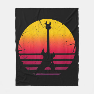 Guitar Sunset Electric Rock Music Lover Instrument Fleece Blanket