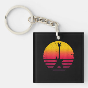 Guitar Sunset Electric Rock Music Lover Instrument Key Ring