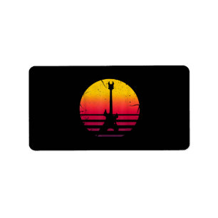 Guitar Sunset Electric Rock Music Lover Instrument Label