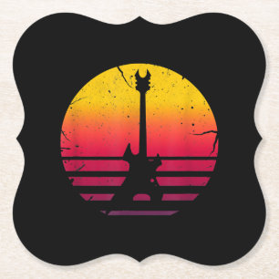 Guitar Sunset Electric Rock Music Lover Instrument Paper Coaster