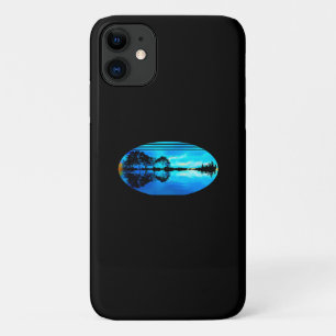 Guitar Sunset Sky Trees City Lake Reflection iPhone 11 Case