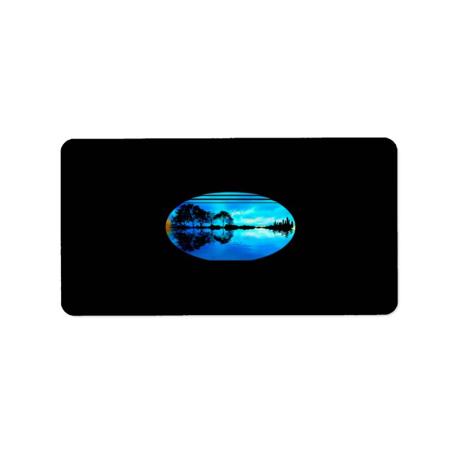 Guitar Sunset Sky Trees City Lake Reflection Label (Front)