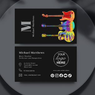 Guitar Teacher Custom Logo and Social Media Business Card