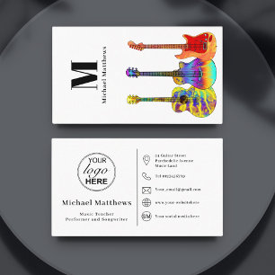 Guitar Teacher Custom Logo Social Media Icon Business Card