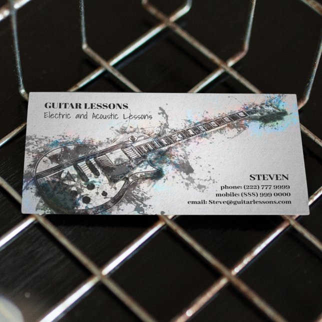Guitar Teacher | Electric & Acoustic Lessons Business Card (Creator Uploaded)