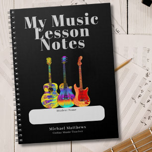 Guitar Teacher Music Lessons Student Custom Notebook