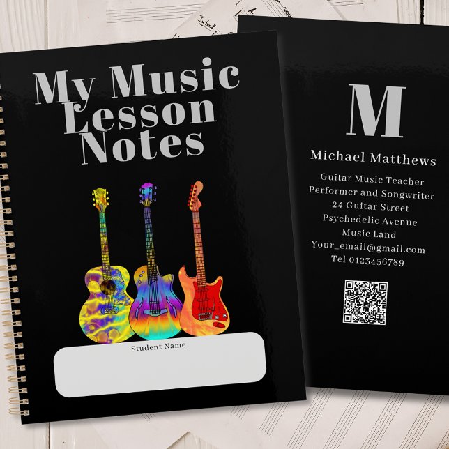 Guitar Teacher Music Lessons Student Custom Planner (Guitar teacher music lessons student custom notebook planner)