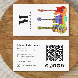 Guitar Teacher QR code and Social Media Custom Business Card