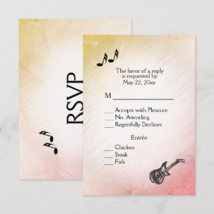 Guitar Theme Coral Peach RSVP with Menu Choice