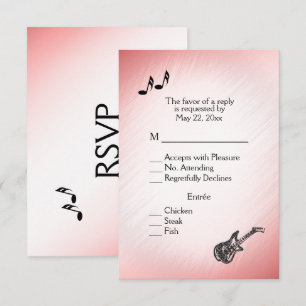 Guitar Theme Pink Blush RSVP with Menu Choice