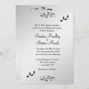 Guitar Theme Wedding Invitation 5" x 7"