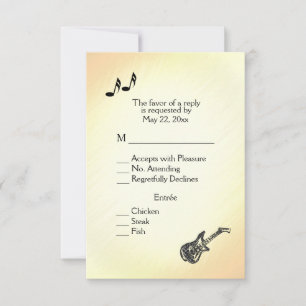 Guitar Theme Yellow Wedding Invitation  