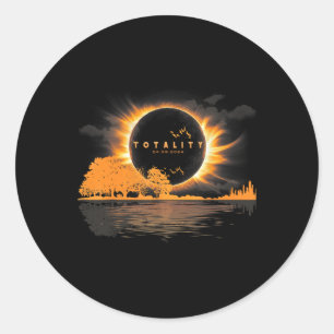 Guitar Totality 04 08 24 Total Solar Eclipse 2024 Classic Round Sticker