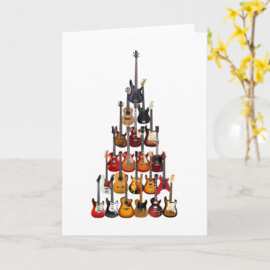 Guitar Tree Christmas Light Rock Music Card