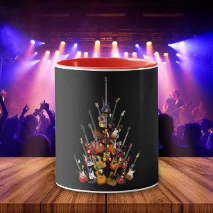 Guitar Tree Christmas Light Rock Music Coffee Mug