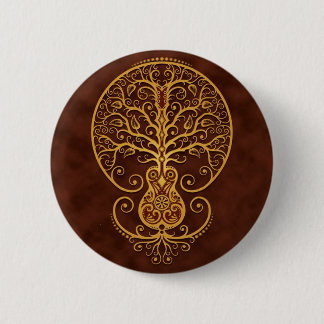 Guitar Tree, Golden Brown 6 Cm Round Badge