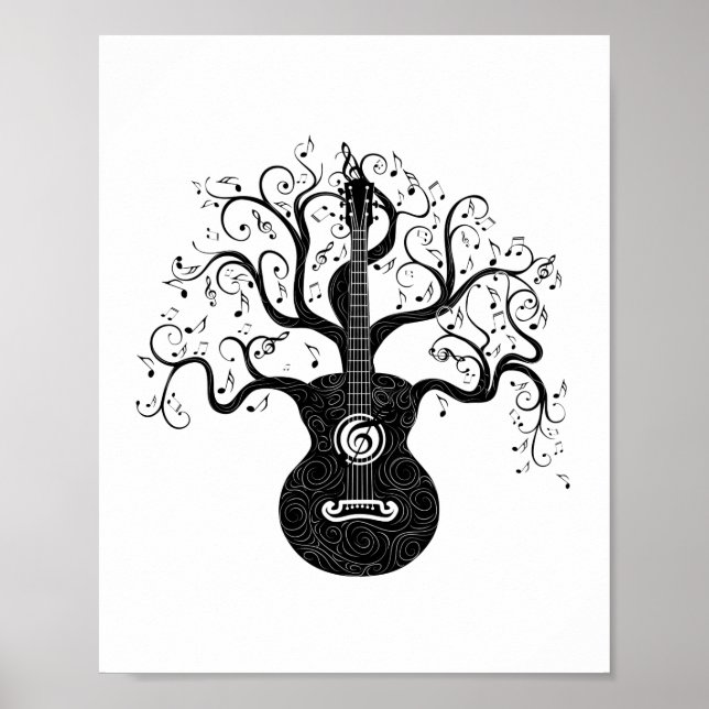 Guitar tree of life and music notes poster (Front)