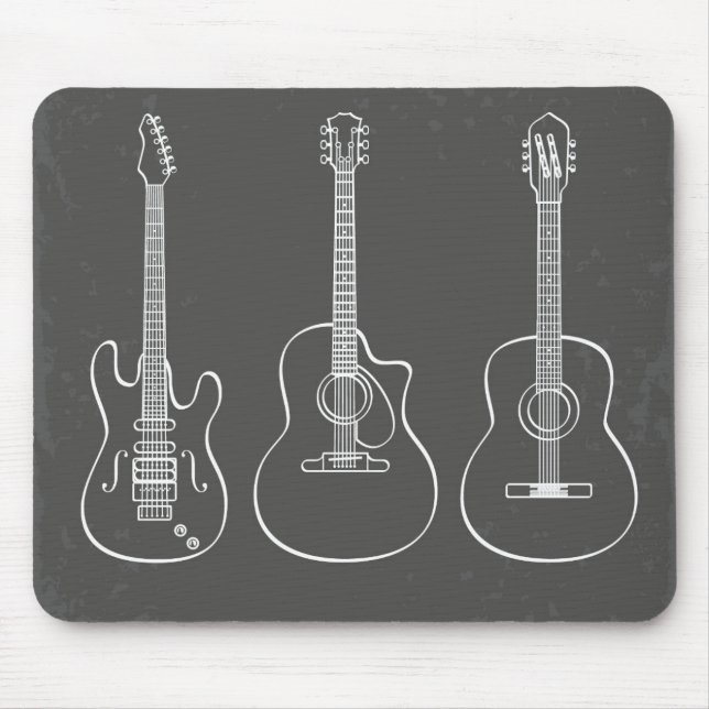 Guitar trio retro grunge music mouse pad (Front)