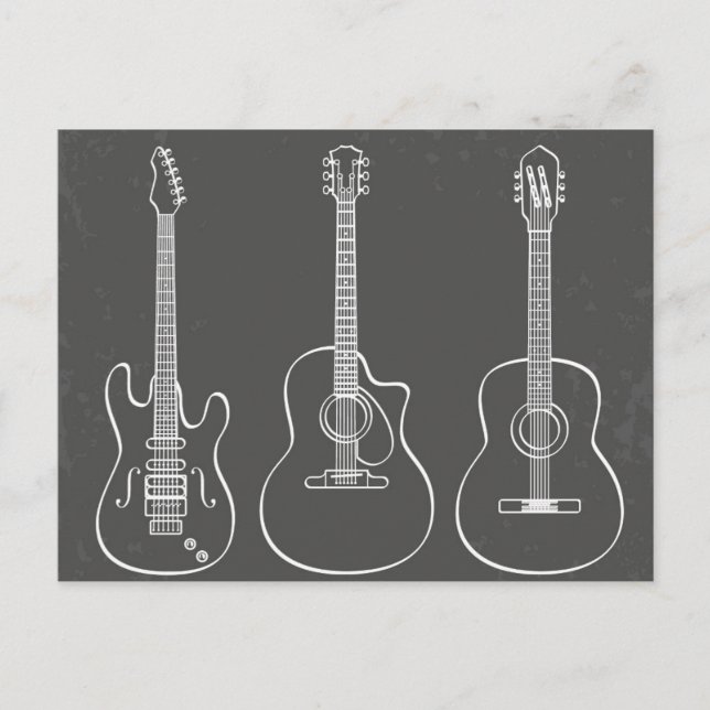Guitar trio retro grunge music postcard (Front)